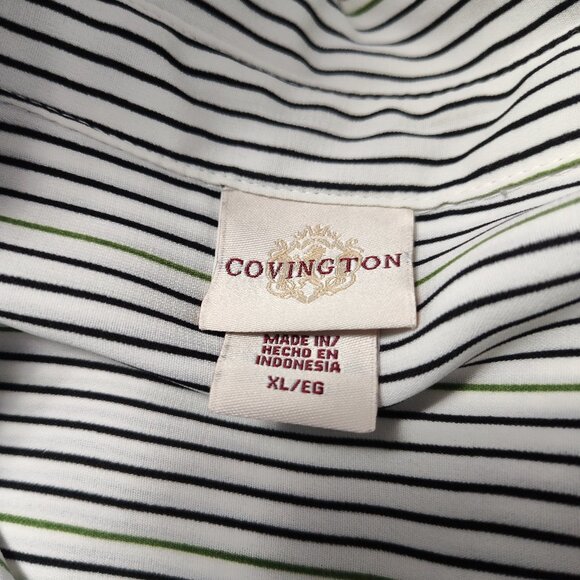 Covington Women’s Striped Button Down Blouse 3/4 Sleeve sz XL - Picture 4 of 5